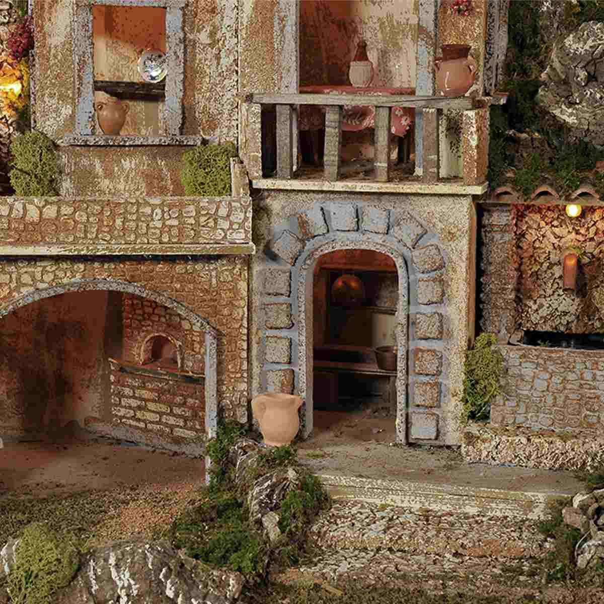 Diorama presepe luci forno fontana pr03