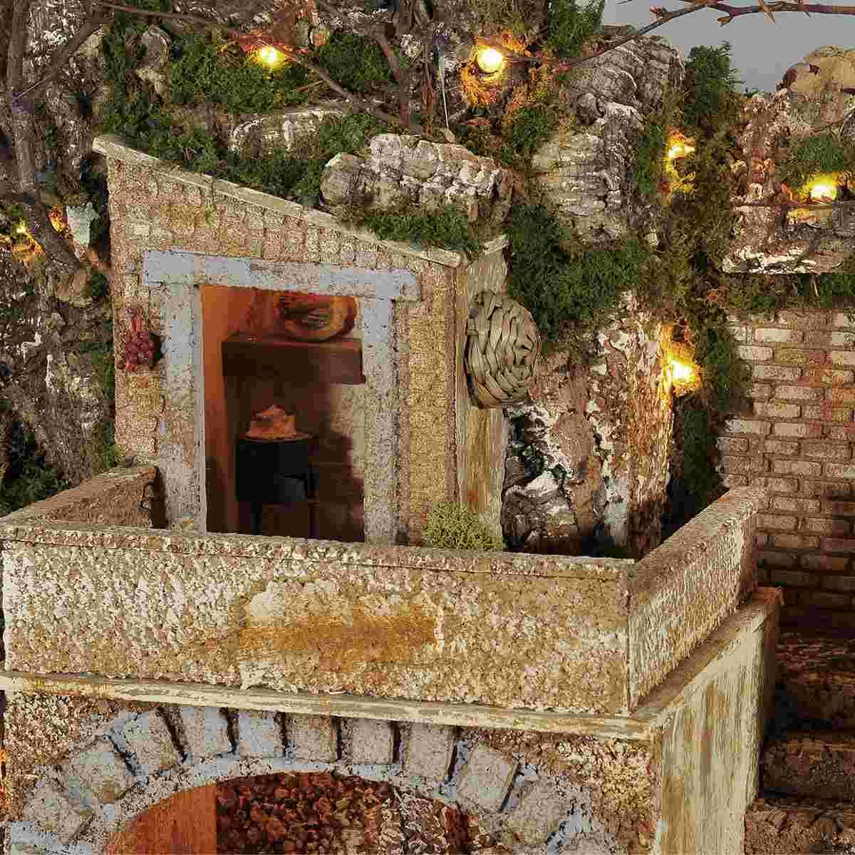 Diorama presepe luci forno fontana pr03