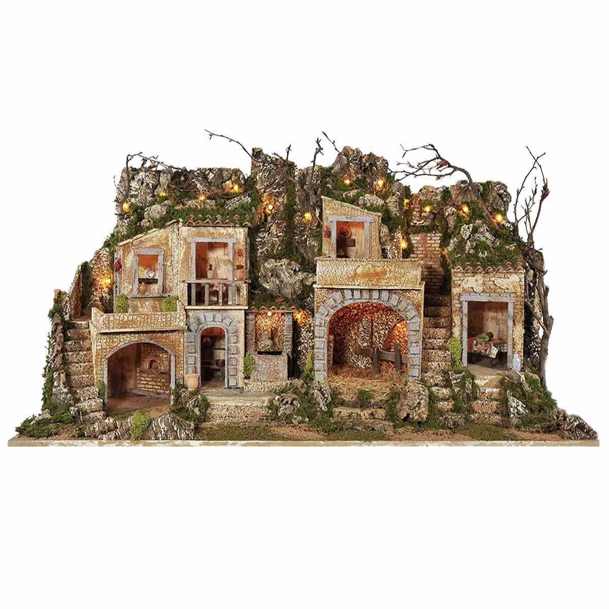 Diorama presepe luci forno fontana pr03