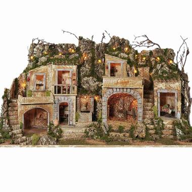 Diorama presepe luci forno fontana pr03