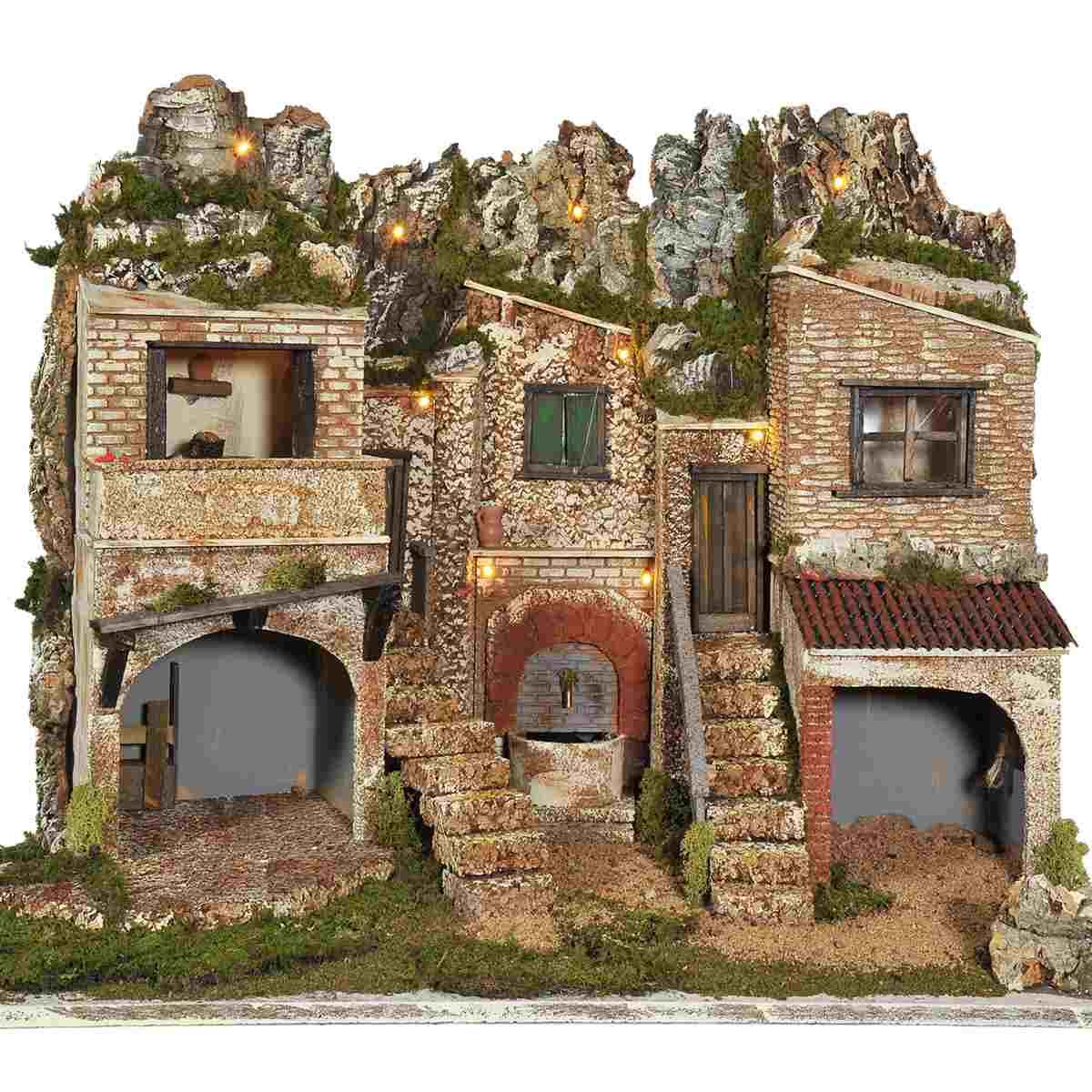 Diorama presepe luci fontana pr13
