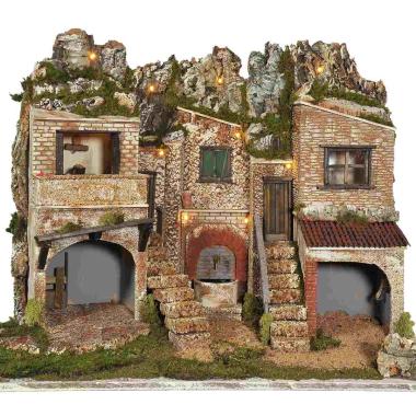Diorama presepe luci fontana pr13