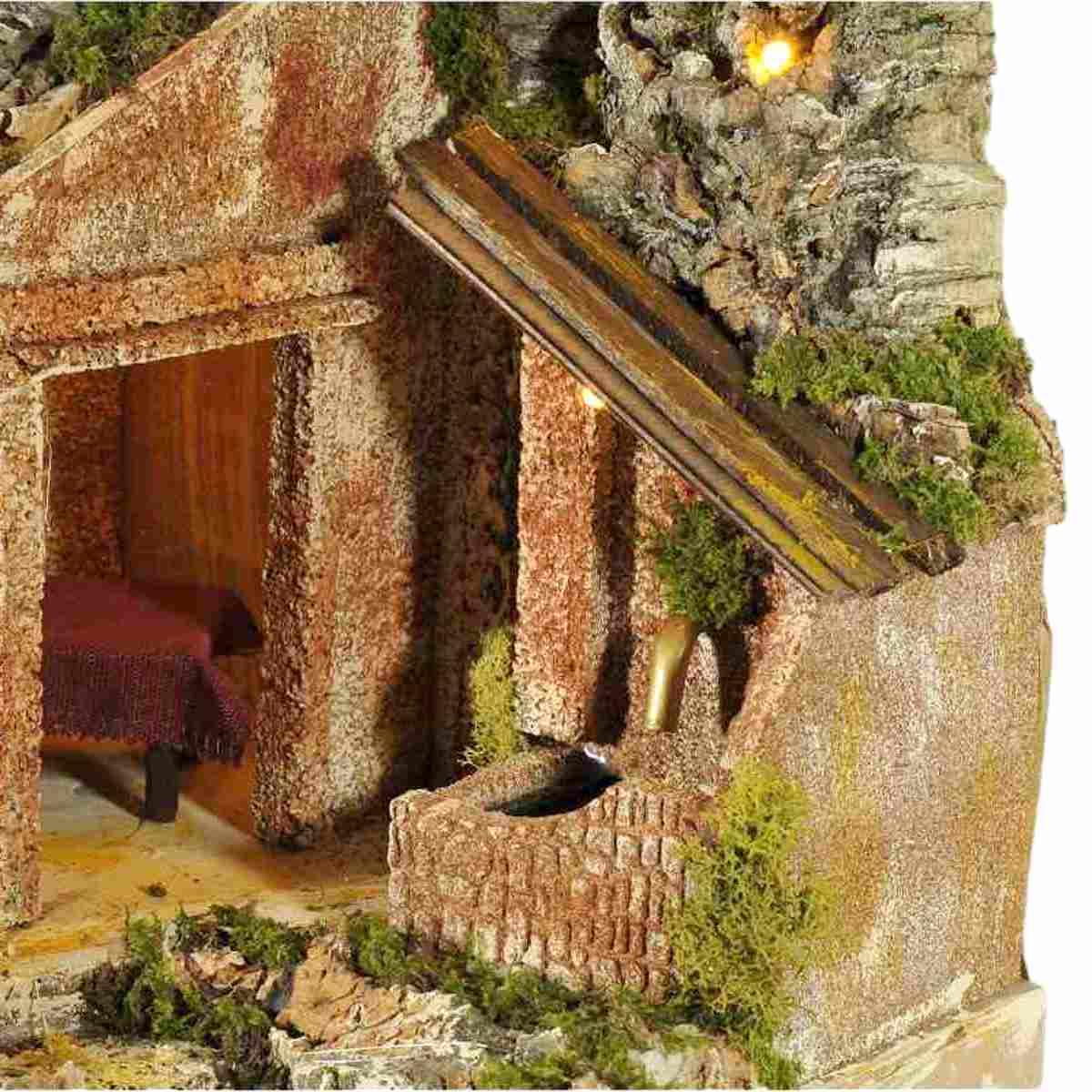 Diorama presepe luci torre fontana grotta pr16
