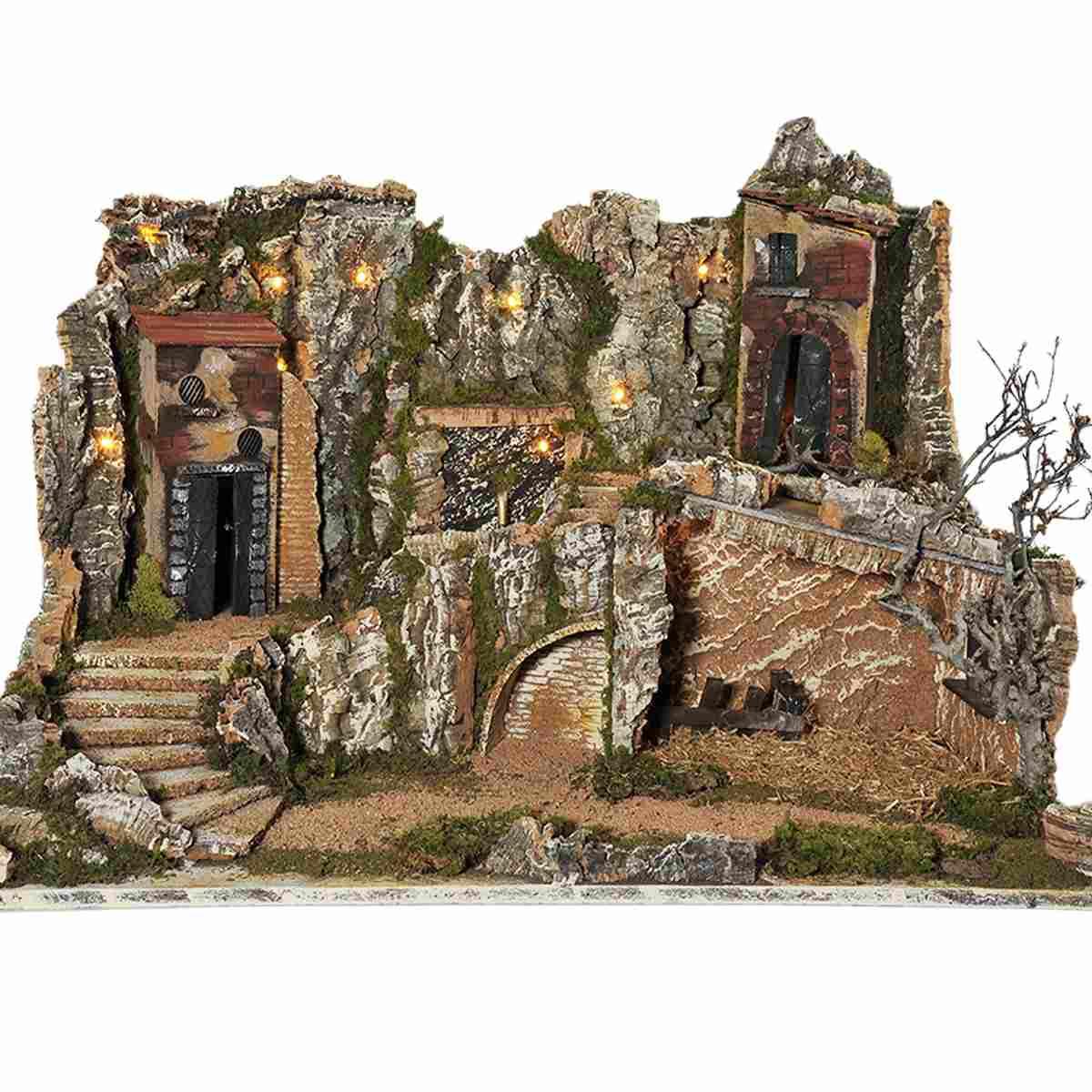 Diorama presepe luci fontana grotta pr63