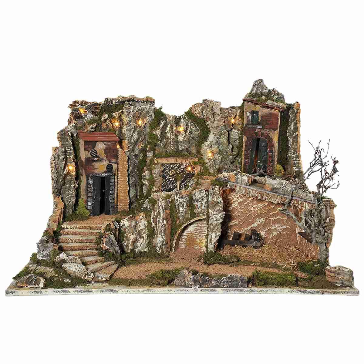 Diorama presepe luci fontana grotta pr63