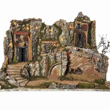Diorama presepe luci fontana grotta pr63