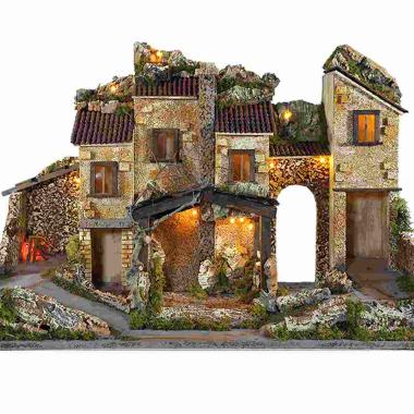 Diorama presepe luci fuoco pr73