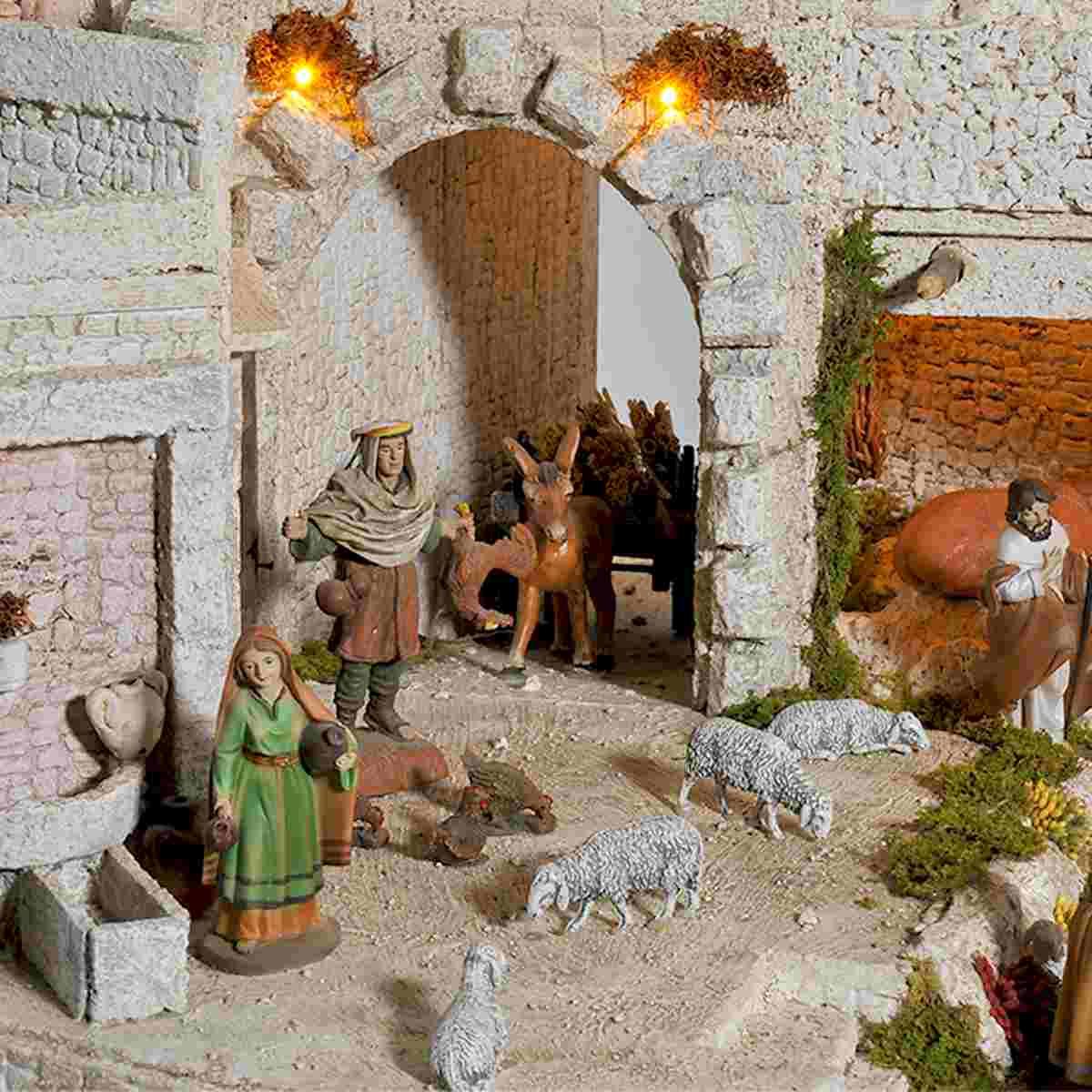 Diorama presepe 10 cm luci arabo natività pr74