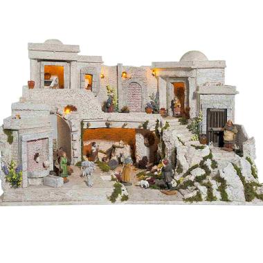 Diorama presepe 10 cm luci arabo natività pr74