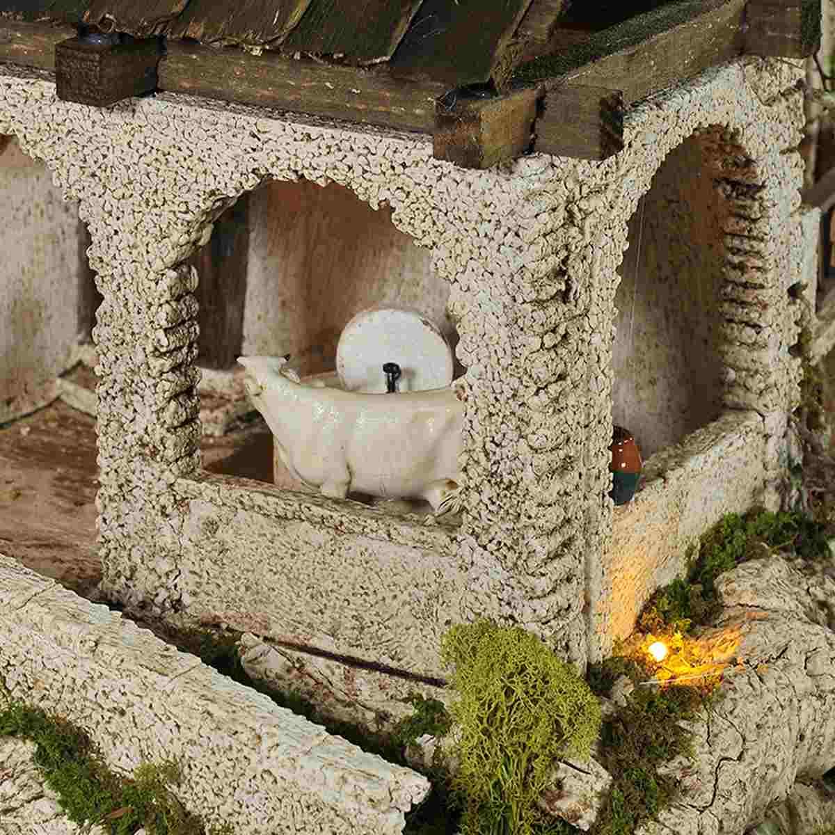Diorama presepe luci macina grotta ambientazioni torre