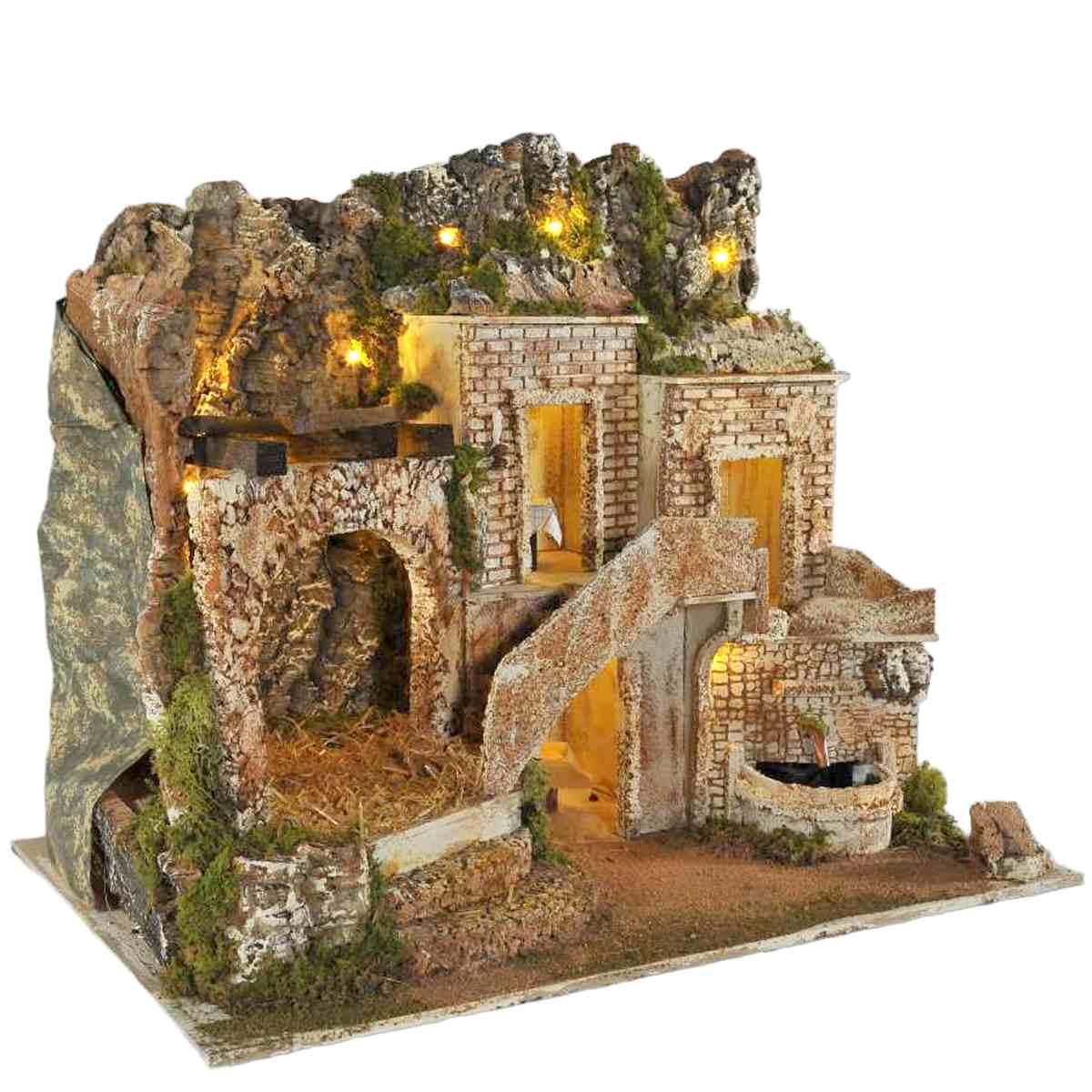 Diorama presepe luci fontana