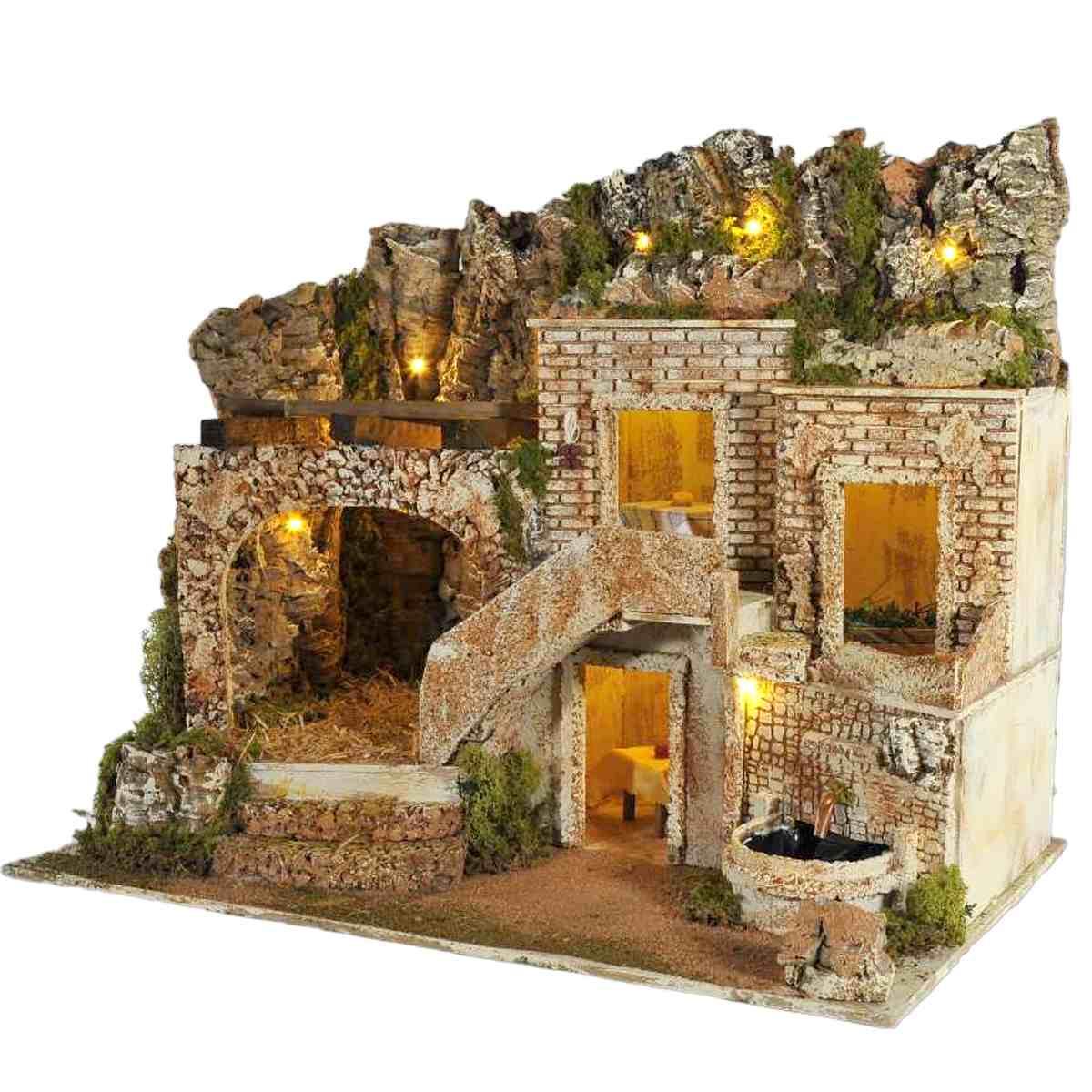 Diorama presepe luci fontana
