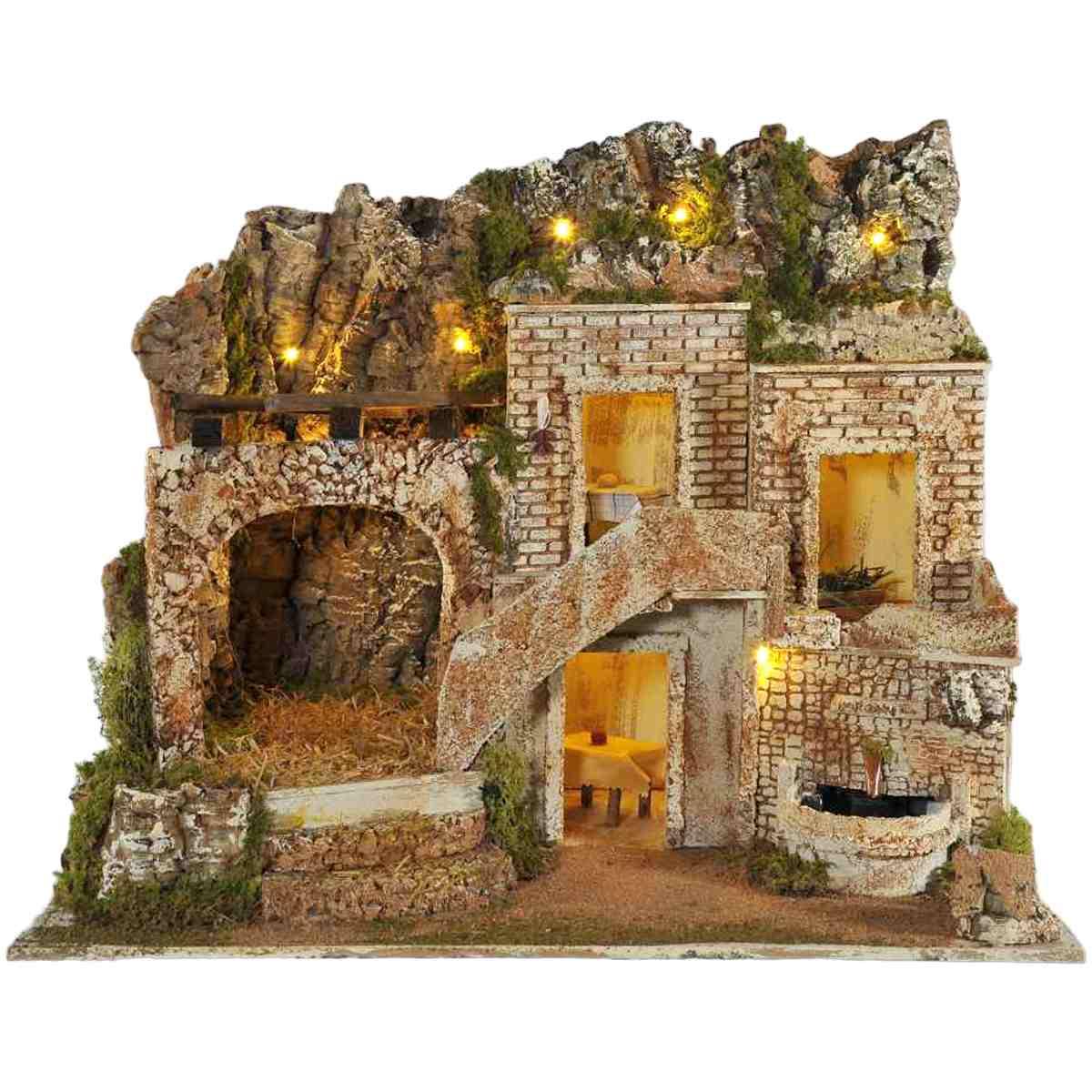 Diorama presepe luci fontana