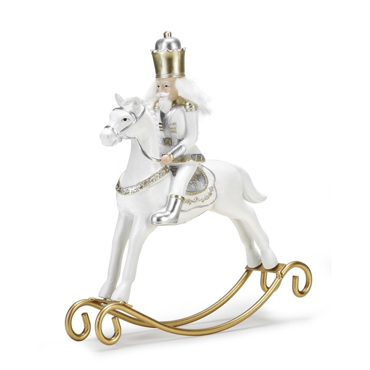 Soldatino schiaccianoci cavallo bianco 23 cm