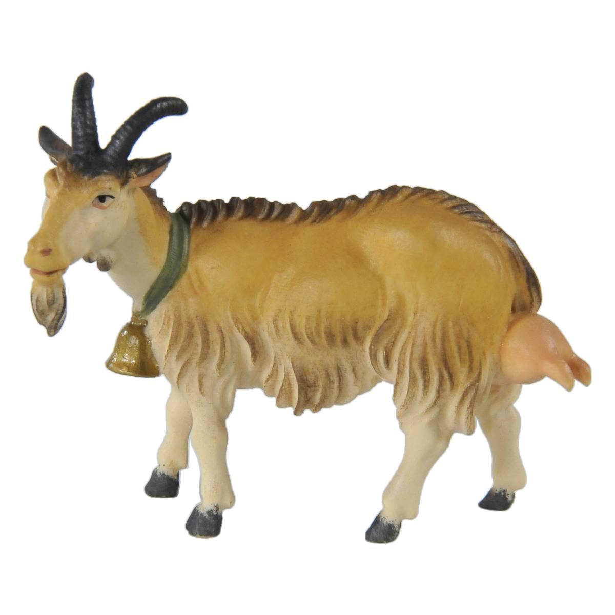 Statua presepe 15 cm scultura in legno capra da mungere