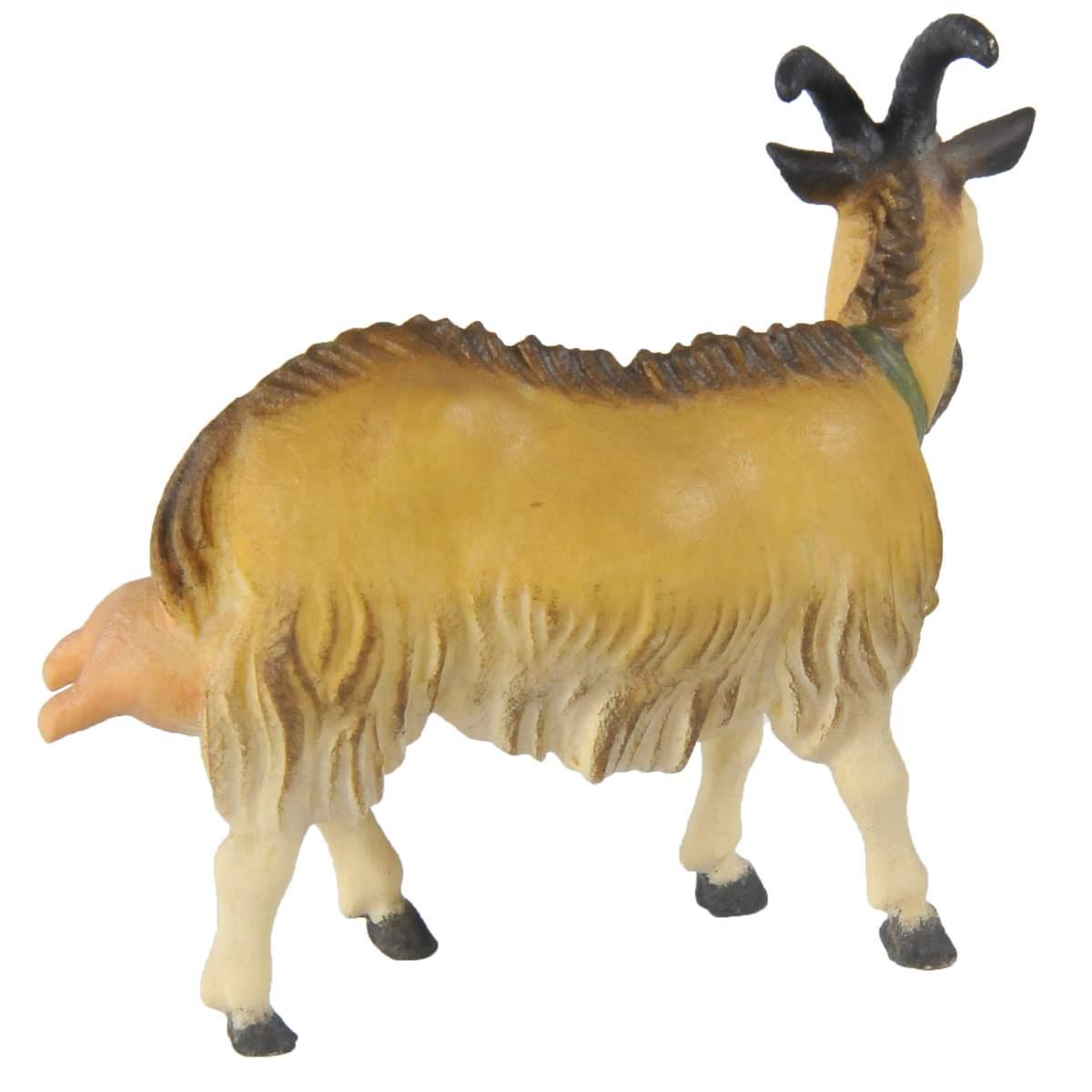 Statua presepe 15 cm scultura in legno capra da mungere