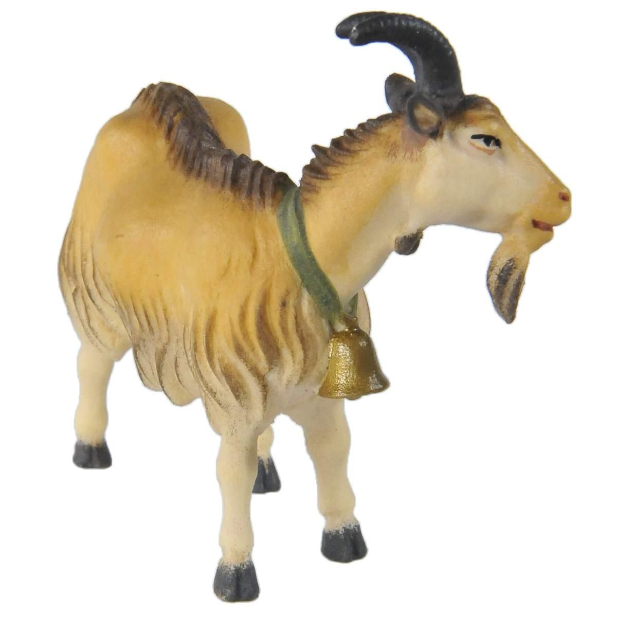 Statua presepe 15 cm scultura in legno capra da mungere