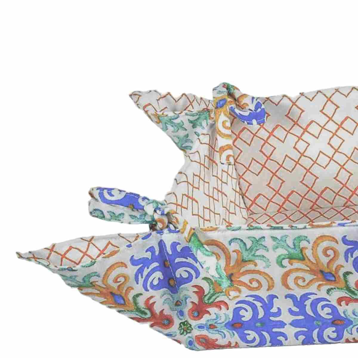 Portapane cestino fantasia rombi 18 x 18 x 10 cm