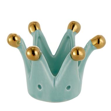 Corona mini porcellana azzurra punte oro