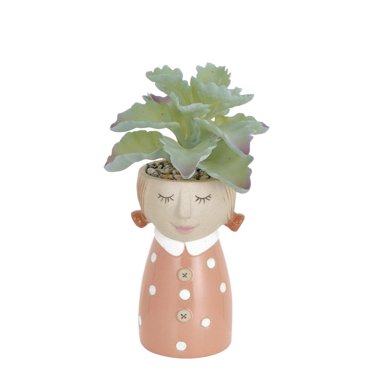 Vaso ceramica girl pop abito rosa pianta 20 cm