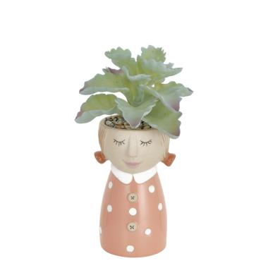Vaso ceramica girl pop abito rosa pianta 20 cm