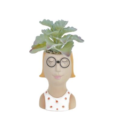 Vaso ceramica girl pop occhiali pianta 21 cm