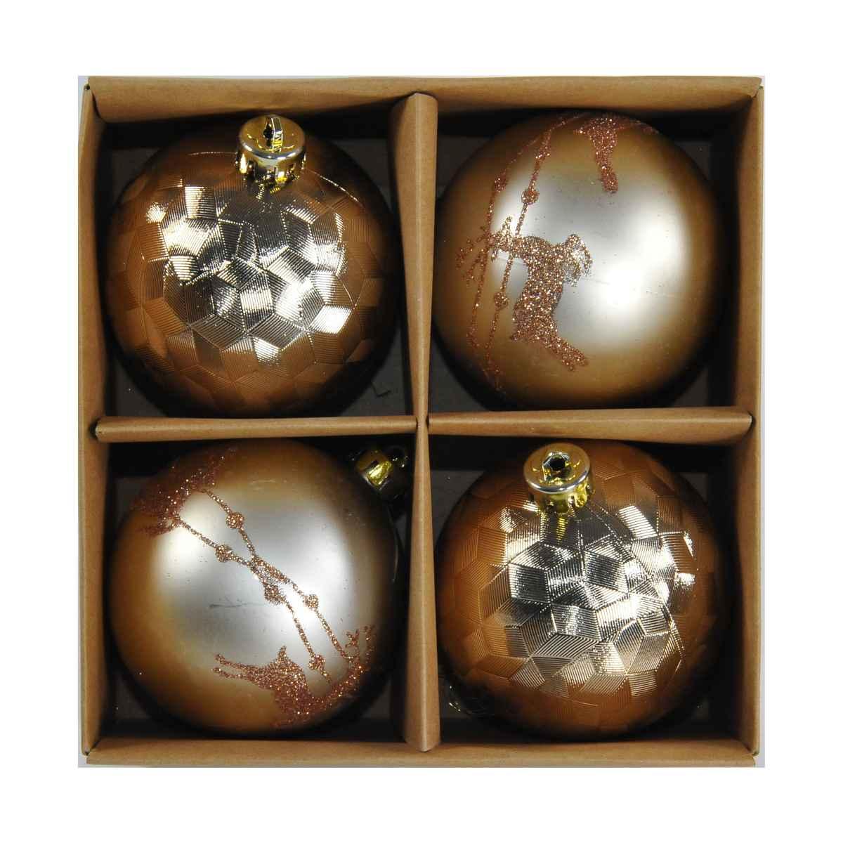 Pallina natalizia oro assortita Set 4 pz