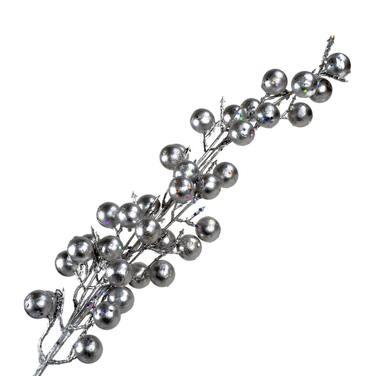 Fiore natale bacche argento 70 cm