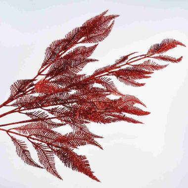 Fiore natale foglie rosso glitter 85 cm