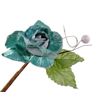 Fiore natale rosa azzurra glitterata 70 cm