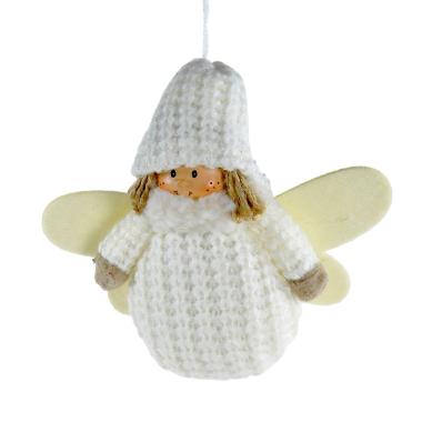 Decorazione natalizia angelo tessuto bianco cappello