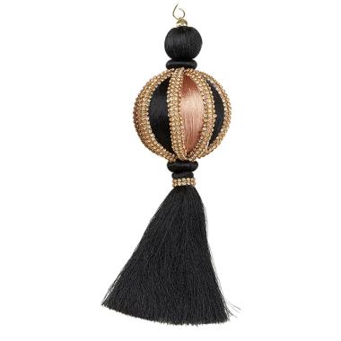 Decorazione natalizia drops nero rosa strass Ø 9 cm