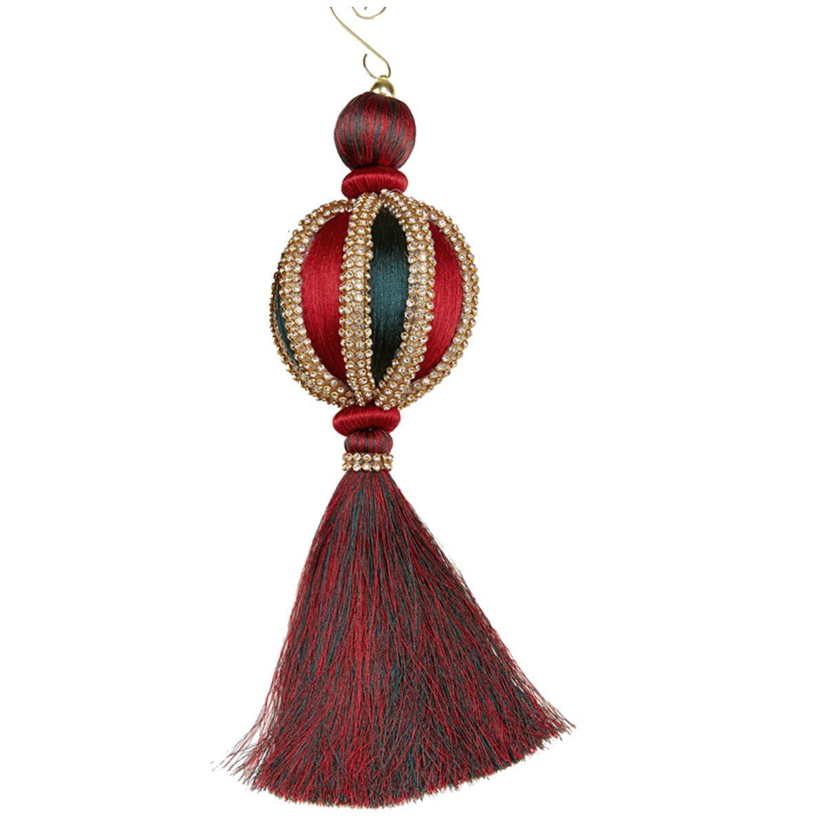 Decorazione natalizia drops verde rosso strass Ø 9 cm