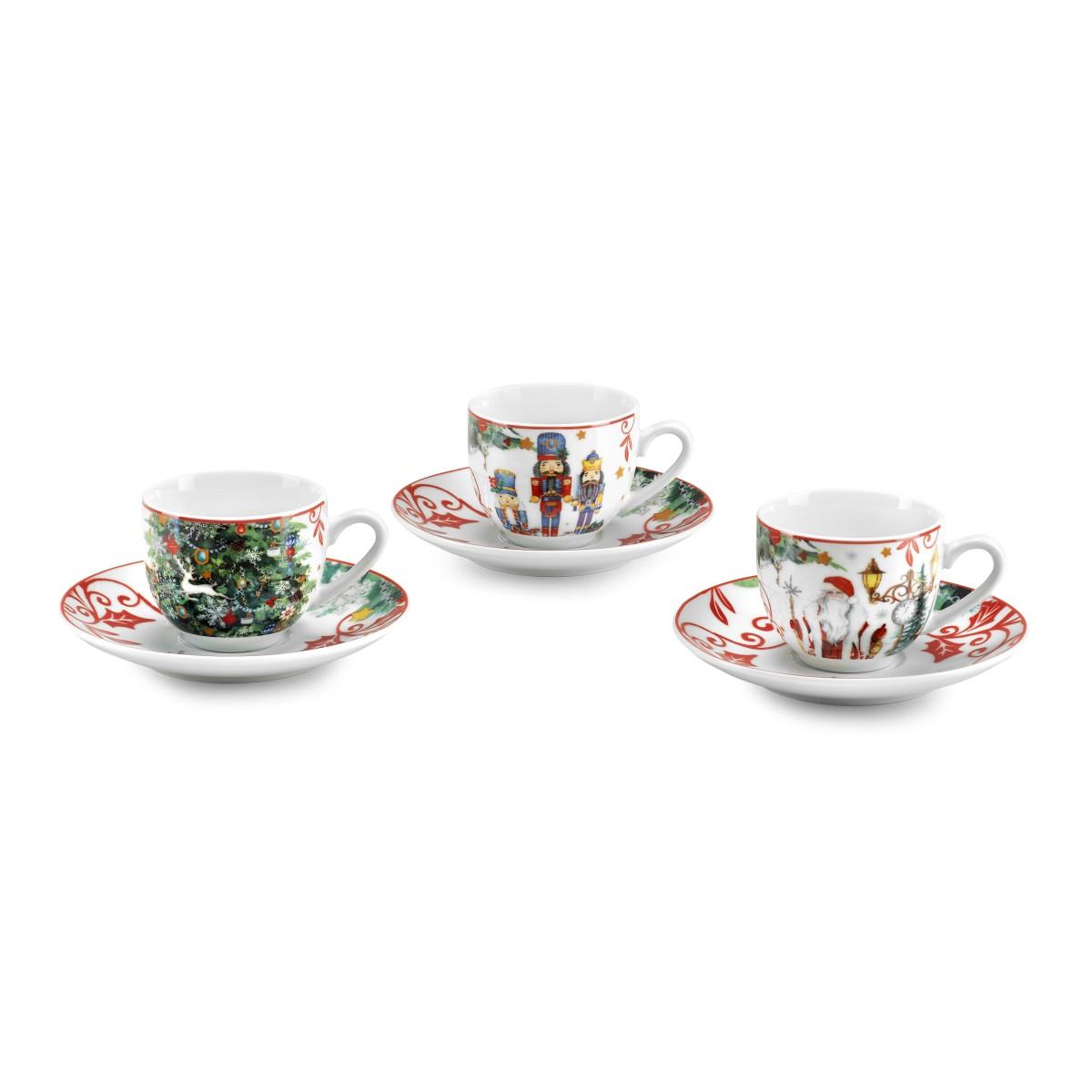 Tazzine Caffè Natalizia Set pz.6 Porcellana Fade Xmas Dreamt. con Piattini |Fade