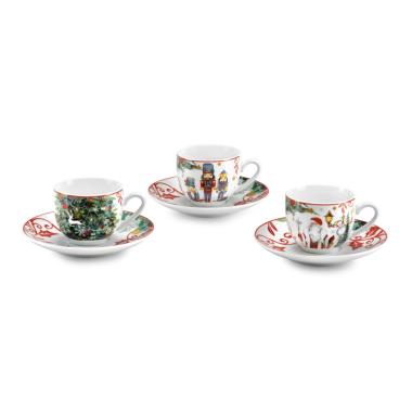 Tazzine Caffè Natalizia Set pz.6 Porcellana Fade Xmas Dreamt. con Piattini |Fade