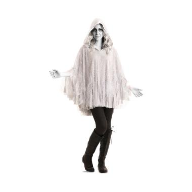 Mantello bianco ragnatele cappuccio modello m