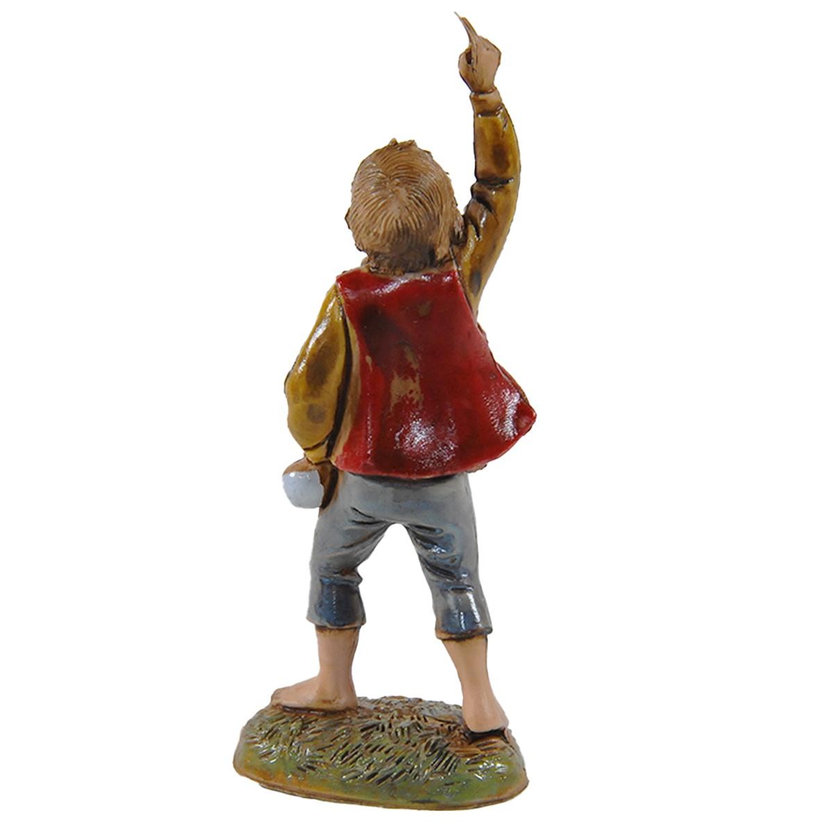 Statua presepe 10 cm bambino pastore che indica