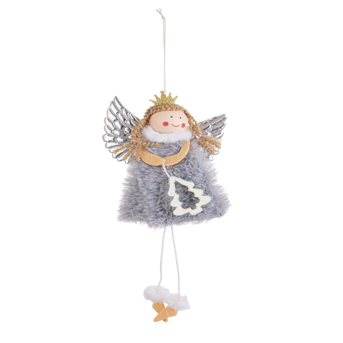 Decorazione natalizia angelo abito grigio 22 cm