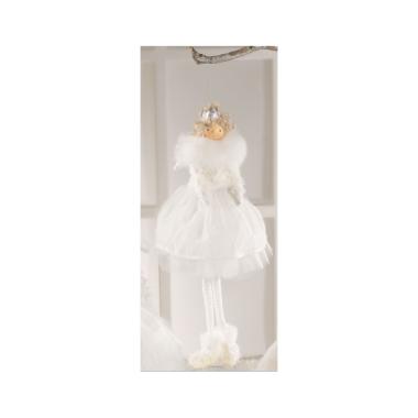 Pupazzo natalizio angelo in tessuto bianco 36 cm