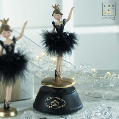 Carillon natale resina ballerina tutu nero 10 x 22 cm