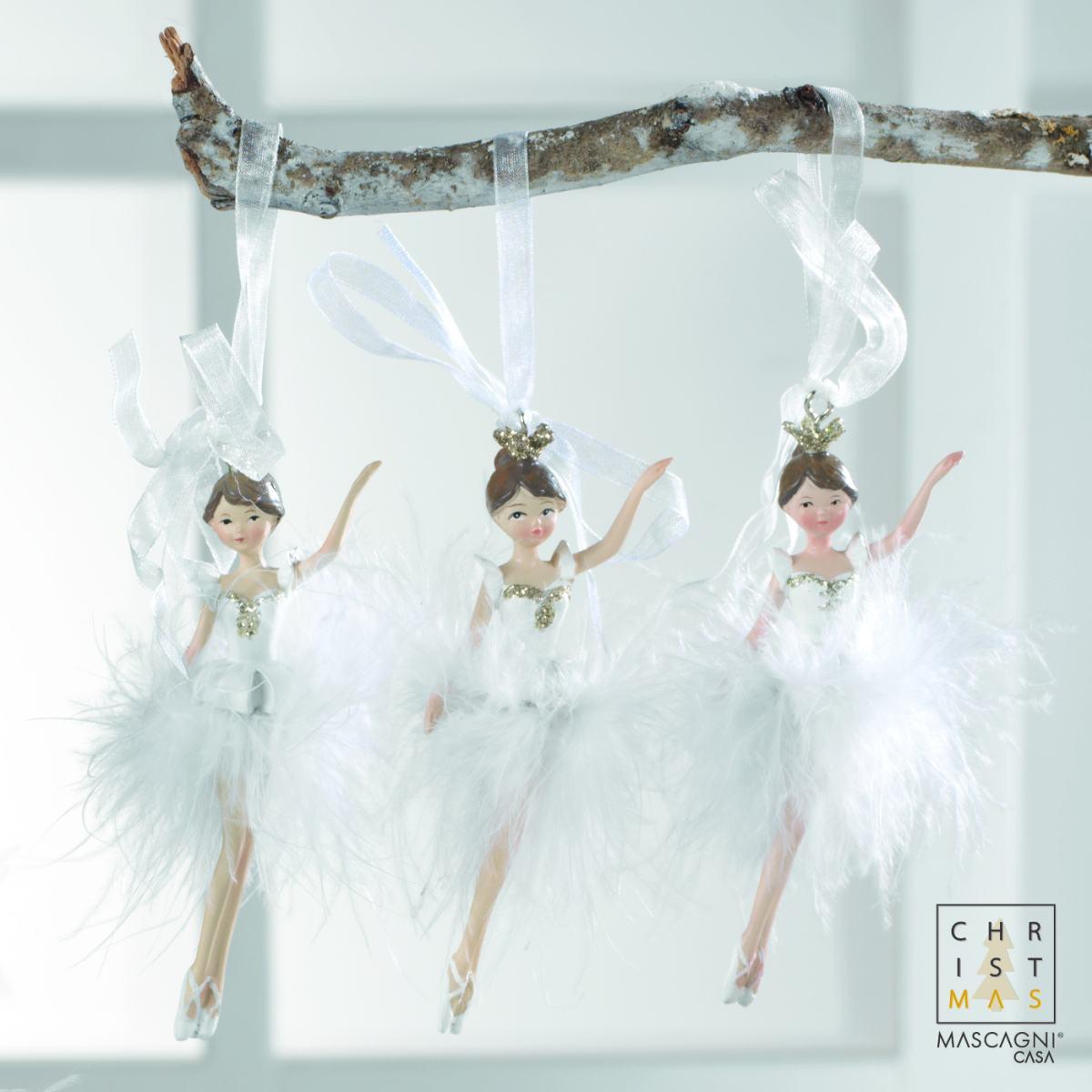 Appendino ballerina resina tutu bianco 11,5 cm