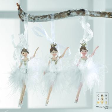 Appendino ballerina resina tutu bianco 11,5 cm