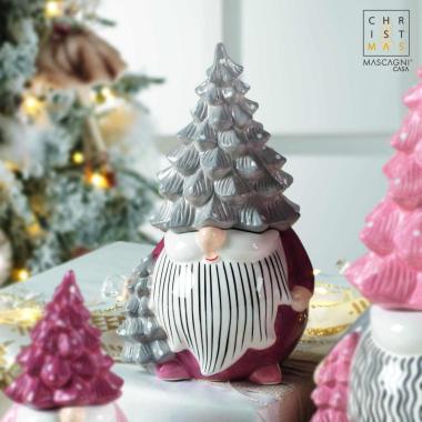Barattolo natale ceramica babbo natale rosa 12 x 23 cm
