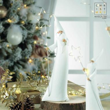 Babbo natale resina bianco led 37 cm