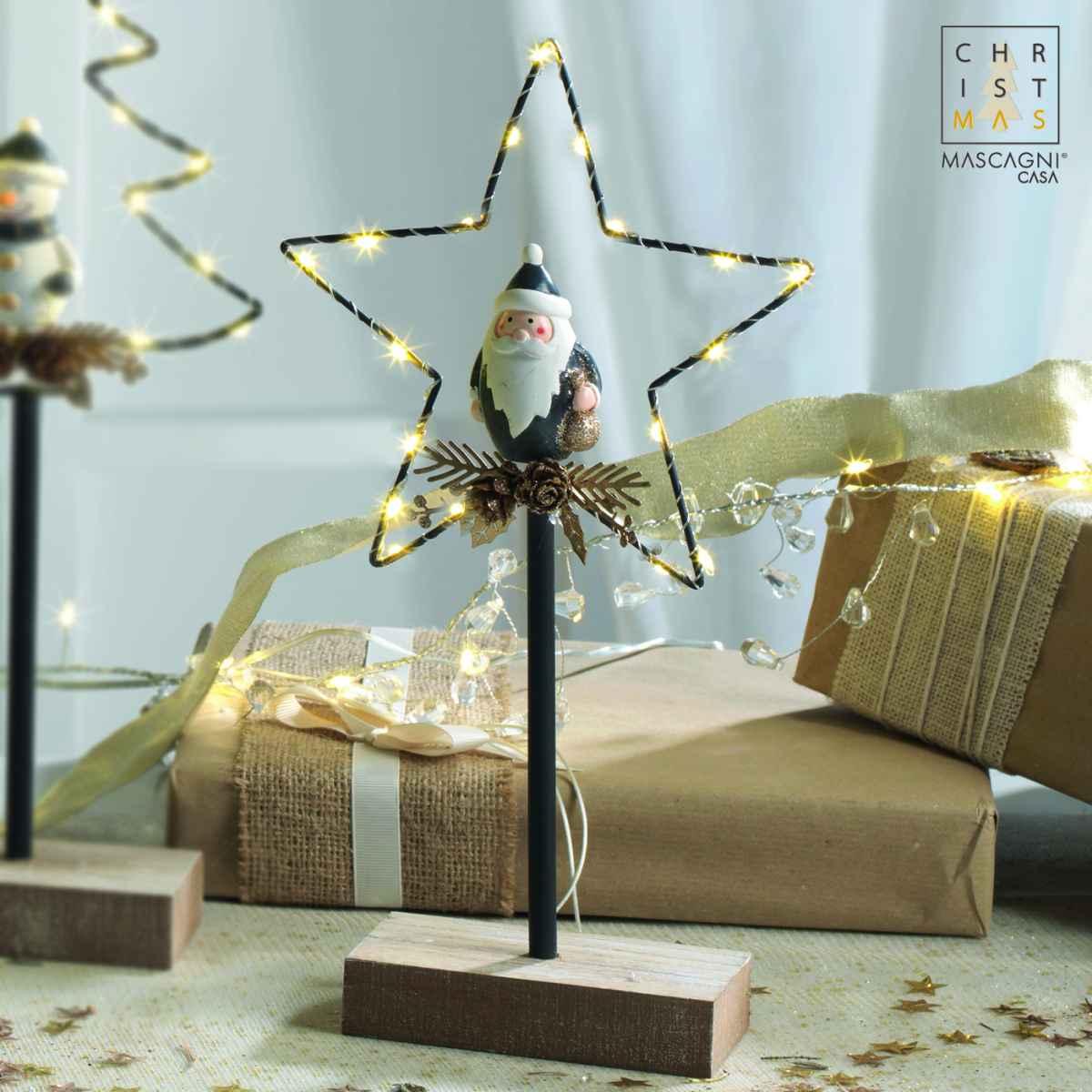 Decorazione natalizia stella babbo natale led 33 cm