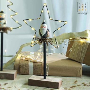 Decorazione natalizia stella babbo natale led 33 cm