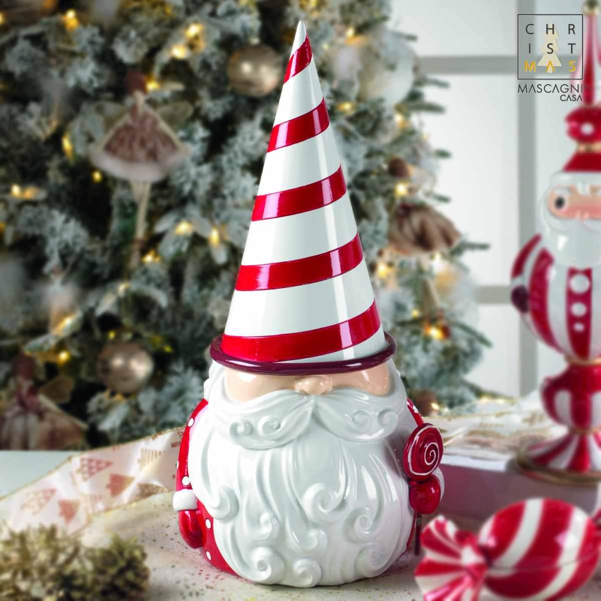 Babbo natale resina bianco rosso 50 cm