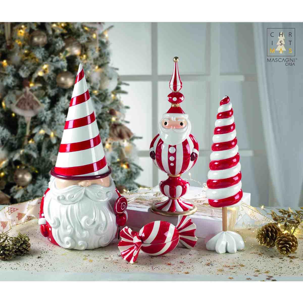 Babbo natale resina bianco rosso 50 cm