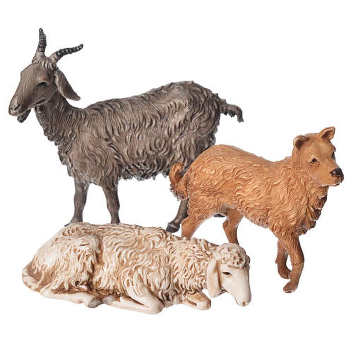 Statua presepe 13 cm pecore capra cane stature da