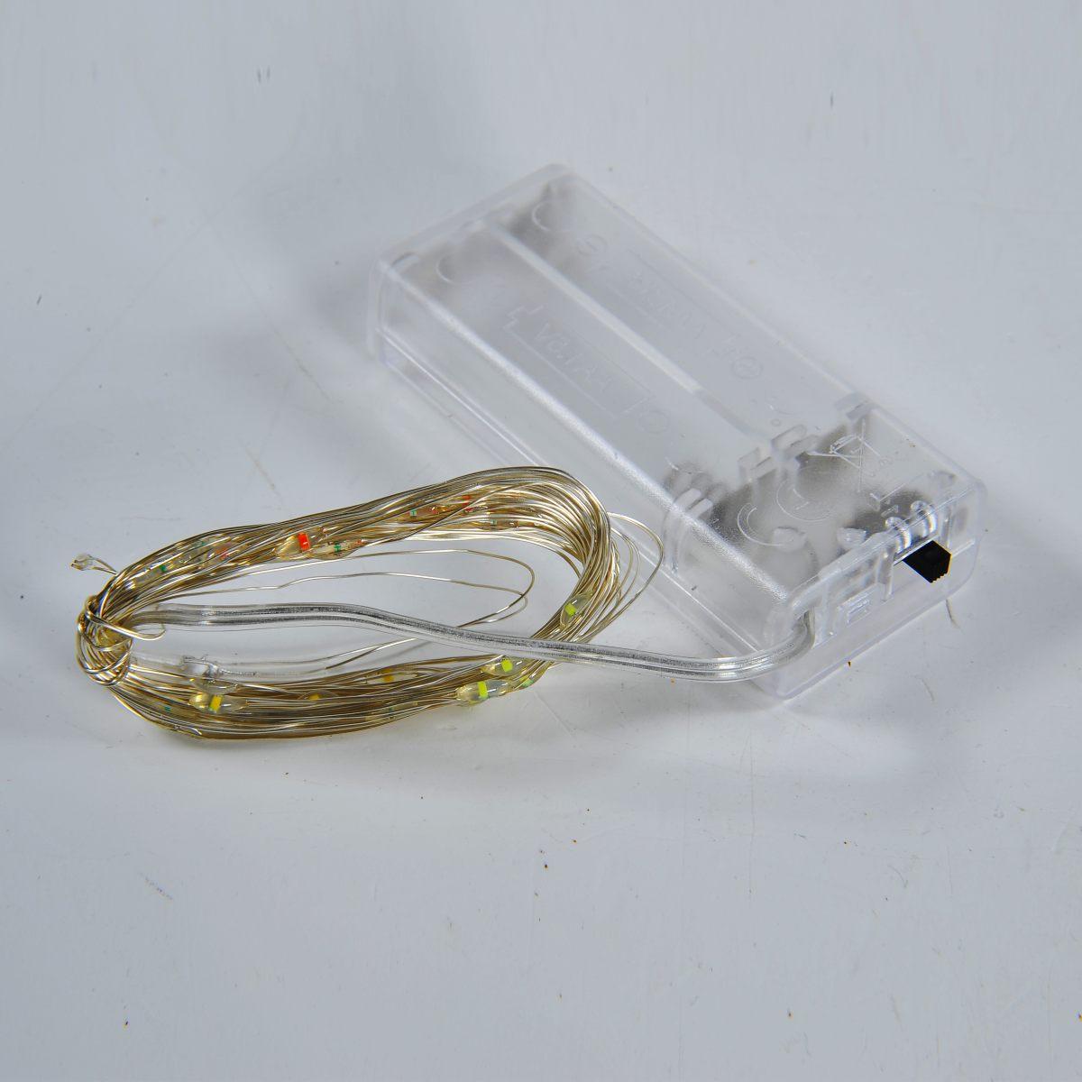 Luci di natale esterno batteria 40 led micro multicolor mt 4 mt